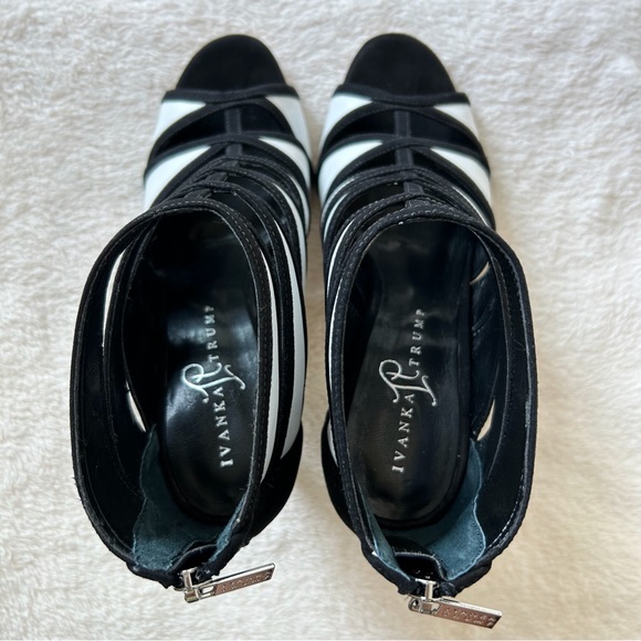 Ivanka Black & White Derry Open Toe Booties - Picture 2 of 5